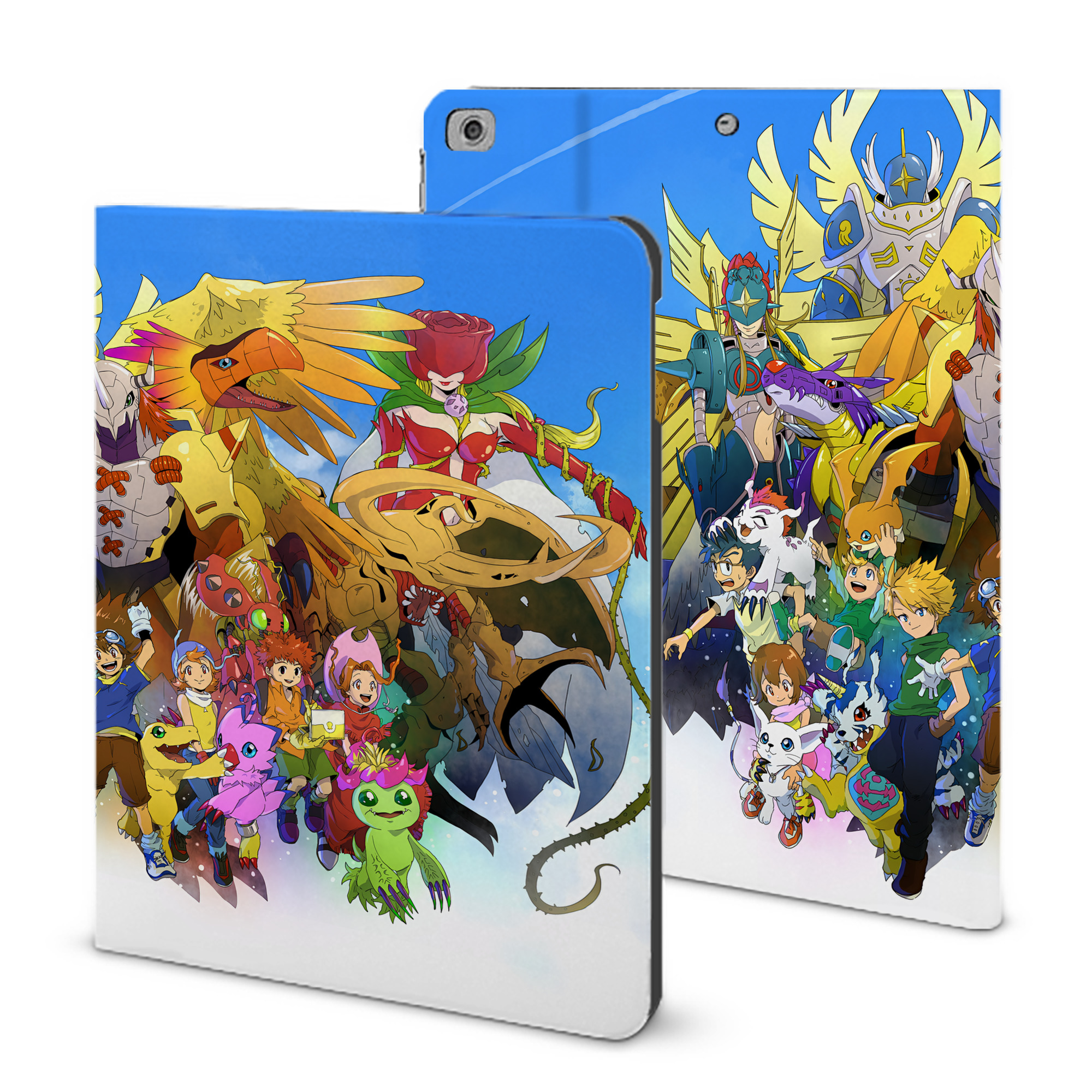 （画像用） Digimon デジタルモンスター/デジモン IPad ケース ブック型 PUレザー TPU 耐衝撃 軽量 薄型 ペン収納なし 全面保護 IPad 各モデル対応